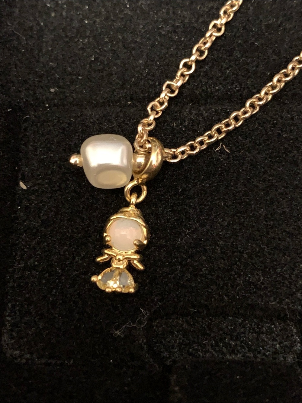 CDC Gold-Tone Belle Charm Necklace with White Pearl